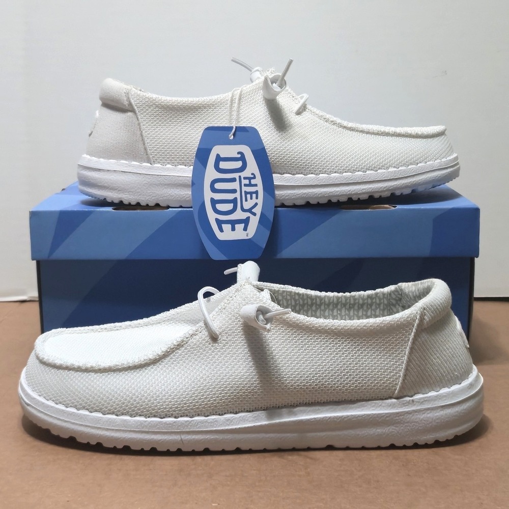New Hey Dude Wendy Stretch Sox White Womens 10 Slip On Casual Loafer Shoes